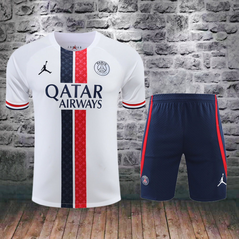Conjunto de entrenamiento corto PSG blanco 22/23